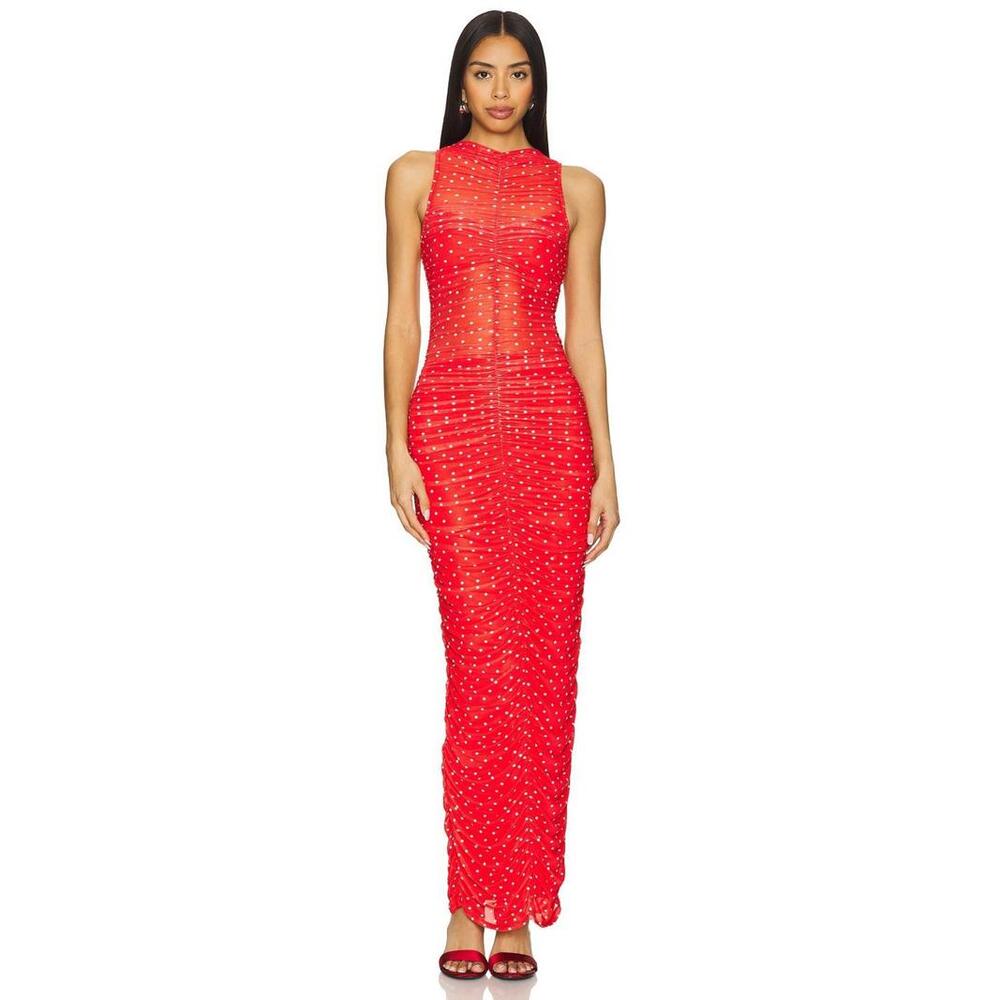 AFRM Vibrant Red Sheer Maxi Dress